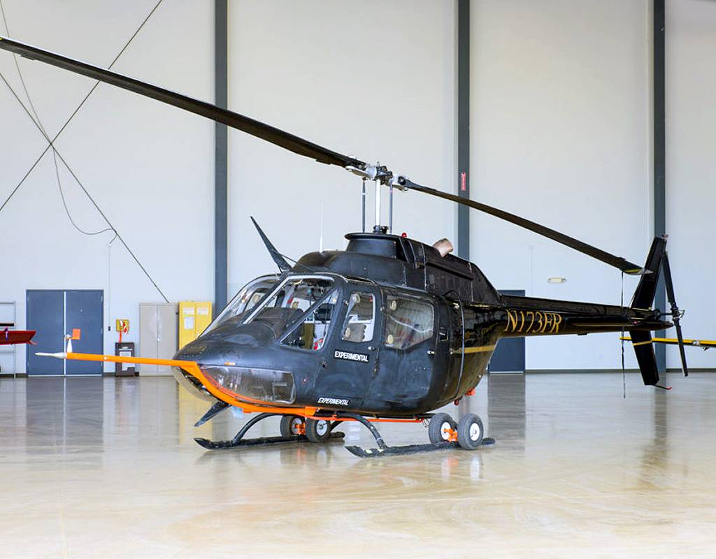 This Bell OH-58C Kiowa helicopter is owned by Flight Research Inc. in Mojave, California. It is scheduled to fly at NASA’s Armstrong Flight Research Center in California during the Advanced Air Mobility project’s National Campaign’s NC Integrated Dry Run Test in December 2020. The helicopter will act as a surrogate UAM for the project to baseline a flight test plan and anchor current FAA standards to understand how future industry partnership flight testing needs to evolve. Flight Research Inc. Photo