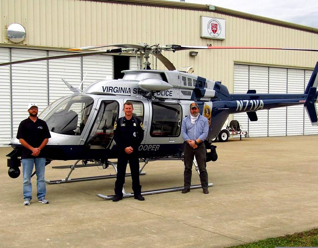Mission-specific equipment on the customized Bell 407GXi includes AeroComputers U6000 mapping system, FLIR 8500 camera and Trakka A800 searchlight system with Meeker mounts. PAC Photo