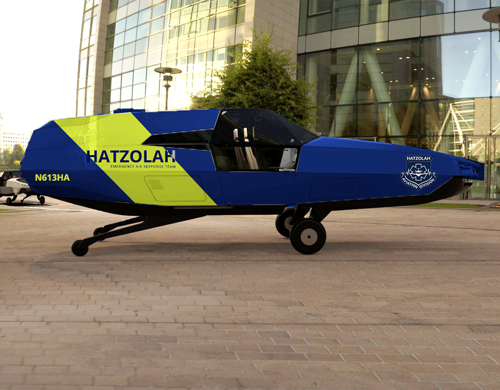 The lightweight, twin-engine CityHawk VTOL has a uniquely compact footprint that can be optimized for urban transportation or emergency response. Urban Aeronautics Photo