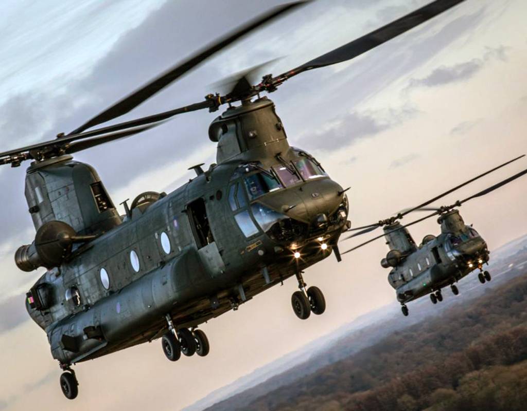 RAF Chinooks during Exercise Decisive Manoeuvre in 2019. U.K. Ministry of Defence Photo