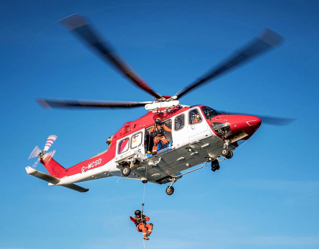 Babcock SAR team engaged in a training exercise in the North Sea. Sean Harrower for Babcock Photo