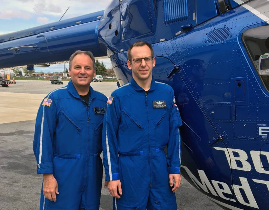 Mark Onorato, Boston MedFlight director of aviation operations (left), and Nate Fancher, Boston MedFlight chief pilot. Boston MedFlight Photo