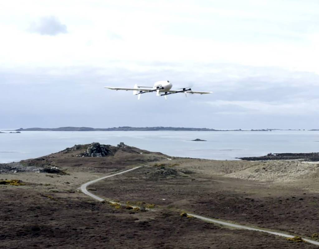 The Skyports drone on The Isles of Scilly. Chris Gorman for Royal Mail Photo