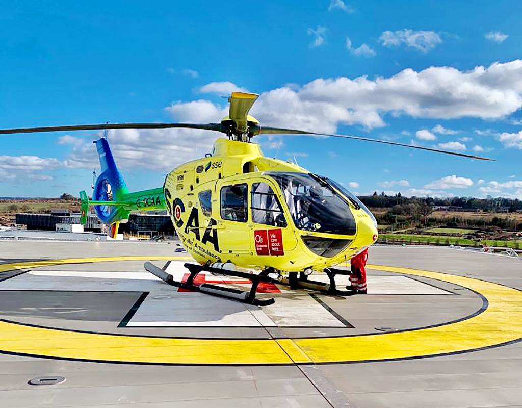 The new helipad located at the Royal Hospital for Children and Young People and the Department of Clinical Neuroscience (RHCYP/DCN) officially opened on Apr. 12. The HELP Appeal Photo