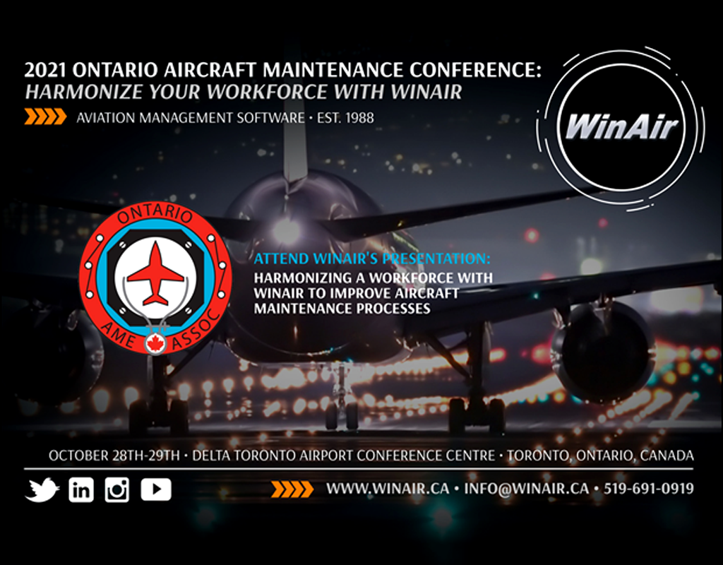 Rotary-wing aircraft image promoting WinAir’s attendance at the 2021 Ontario Aircraft Maintenance Conference © WinAir