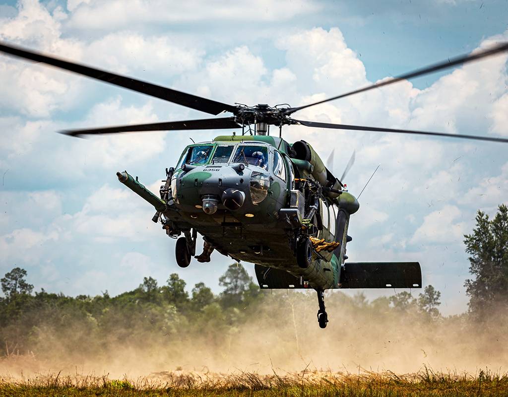 An HH-60G Pave Hawk assigned to the 41st Rescue Squadron prepares to land June 15, 2021, at Moody Air Force Base, Georgia. U.S. Air Force/Senior Airman Hayden Legg Photo