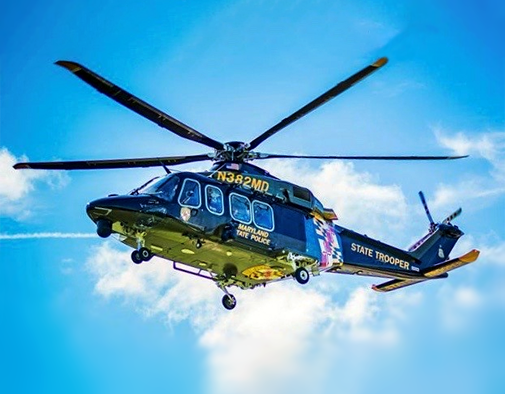 The Maryland State Police Aviation Command has served Maryland citizens since 1970 and operates a fleet of ten helicopters from seven bases throughout Maryland on a 24/7/365 basis. MSP Photo