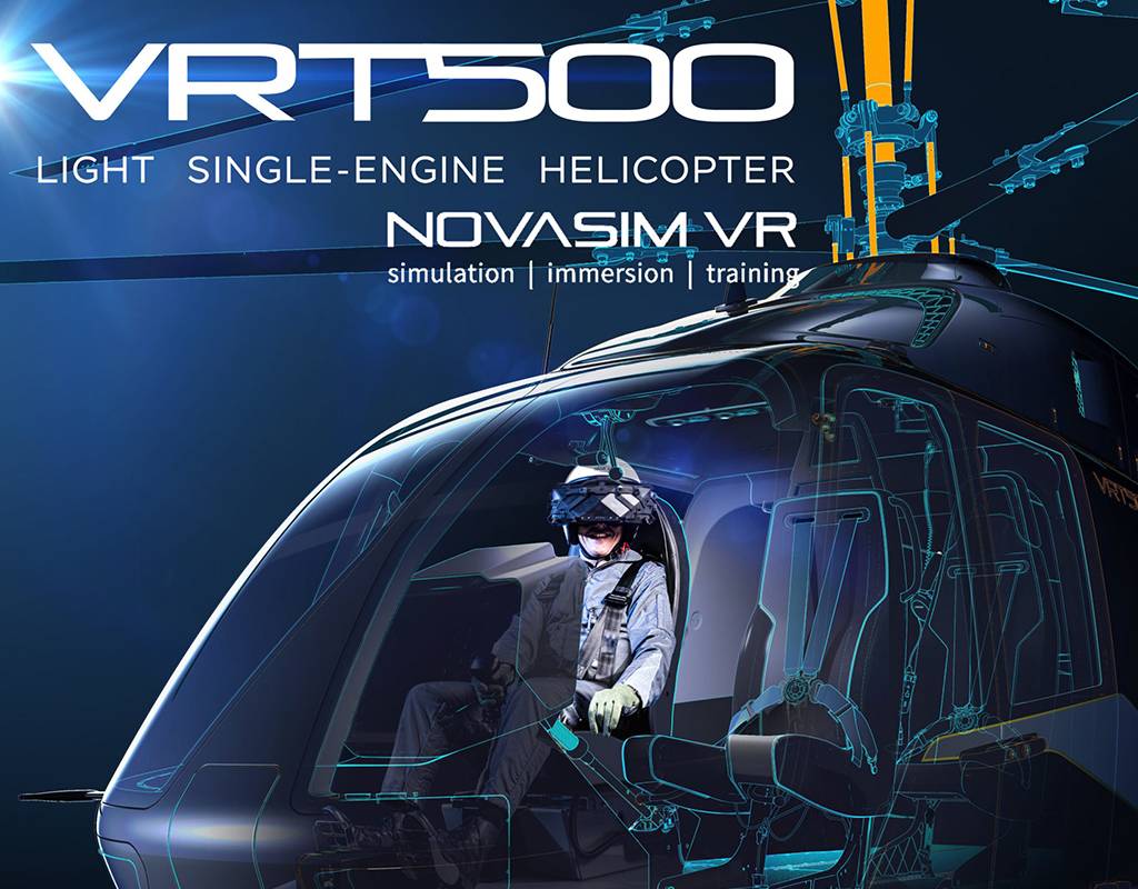 The virtual reality simulator will be used for demonstrations and test flights on the VRT500 helicopter at trade shows and in Aeroter’s production facility in Italy. Brunner Image