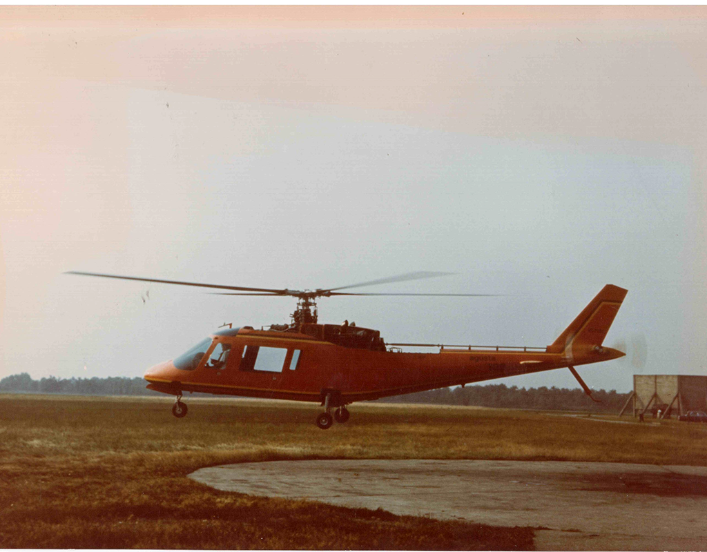 A A109 prototype was taken to the skies by pilot Ottorino Lancia for the first time in the summer of 1971. Leonardo Photo