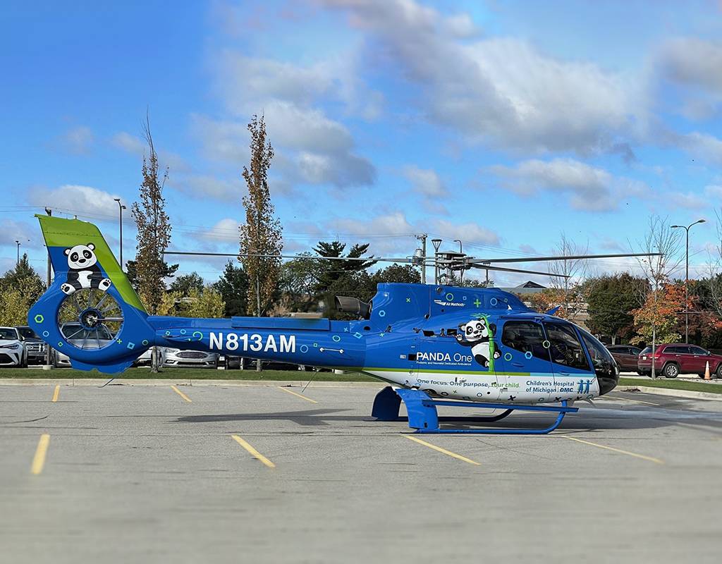 The PANDA One helicopter is fully equipped with the most advanced pediatric and neonatal life support technologies. DMC Children’s Hospital of Michigan Photo