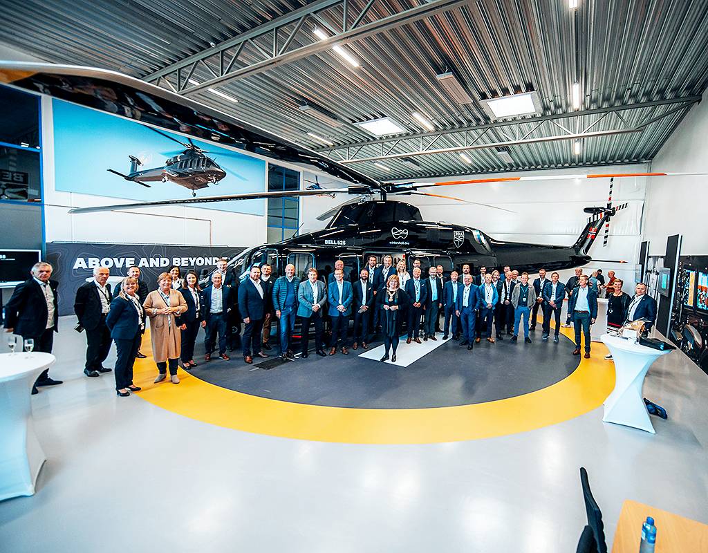 The center, which is housed inside a hangar, includes a 525 mockup with interactive workstations for potential customers to learn more about the aircraft and its capabilities. Bell Photo