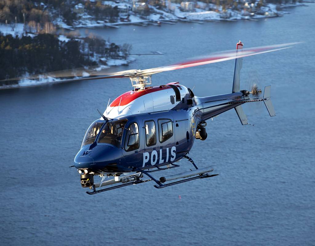 The Bell 429 with ESG’s Mission Management System offers tailored solution for law enforcement missions throughout Europe. Bell Photo