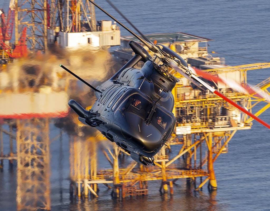 Although activity in the oil-and-gas sector has slowed in recent years, Bell still sees great potential for the Bell 525 in offshore missions. Bell Photo