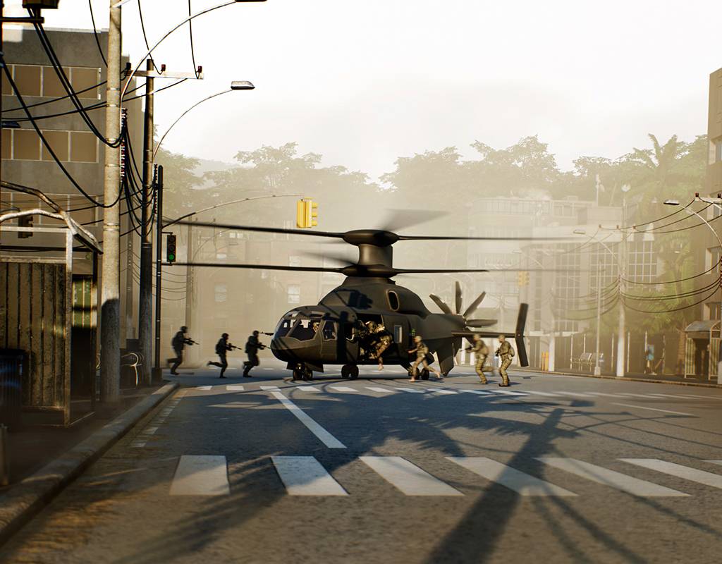 Defiant is designed to extend capabilities of Army Aviation on the modern battlefield, while fitting into the same footprint as a Black Hawk. Sikorsky-Boeing Image