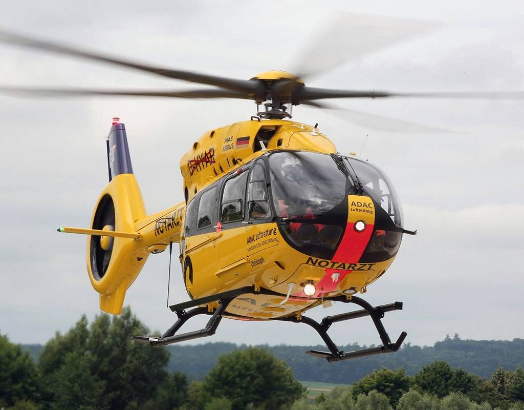 A five-bladed H145 for medical evacuation operated by German air rescue service ADAC Luftrettung will take center stage on Airbus’s exhibit at European Rotors. Airbus Photo