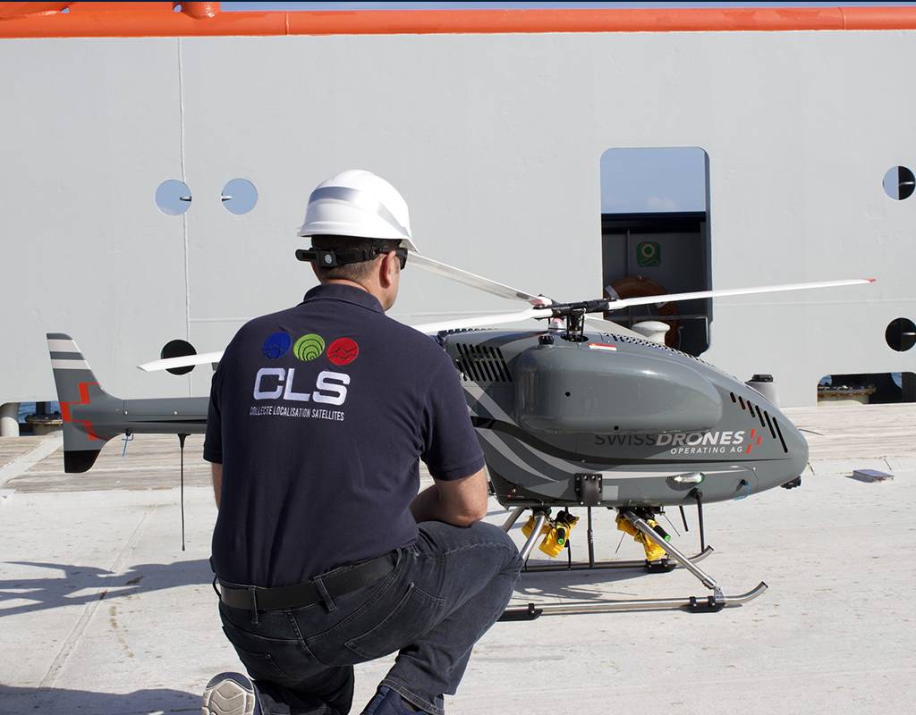 The SwissDrones SDO 50 VTOL unmanned helicopter system recently performed a demonstration in the open ocean from aboard the Bourbon Offshore ship Argonaute. SwissDrones Photo