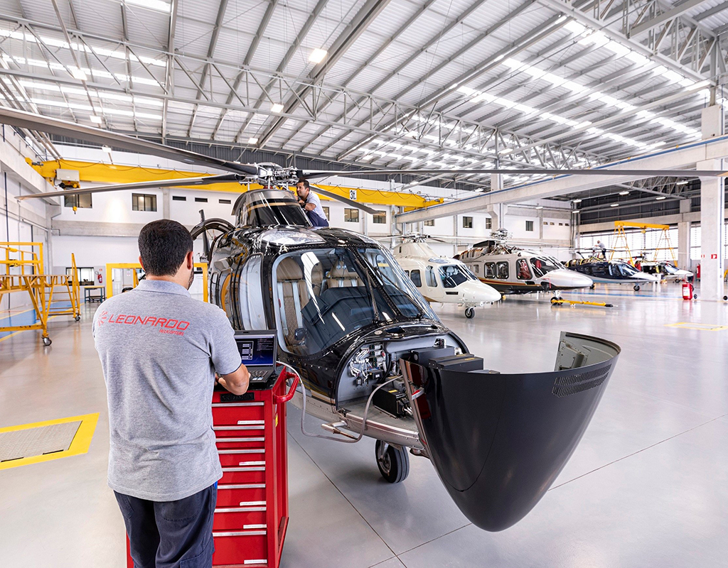 The facility can host up to 20 helicopters simultaneously for support services. Leonardo Photo