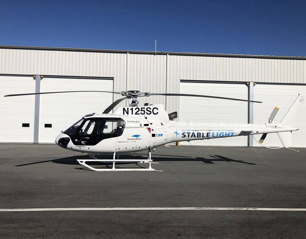 The AS350 test rotorcraft equipped with StableLight will be located at the Dallas Kay Bailey Hutchinson Convention Center Vertiport and available for onsite customer demo flights during Heli-Expo. StandardAero Photo