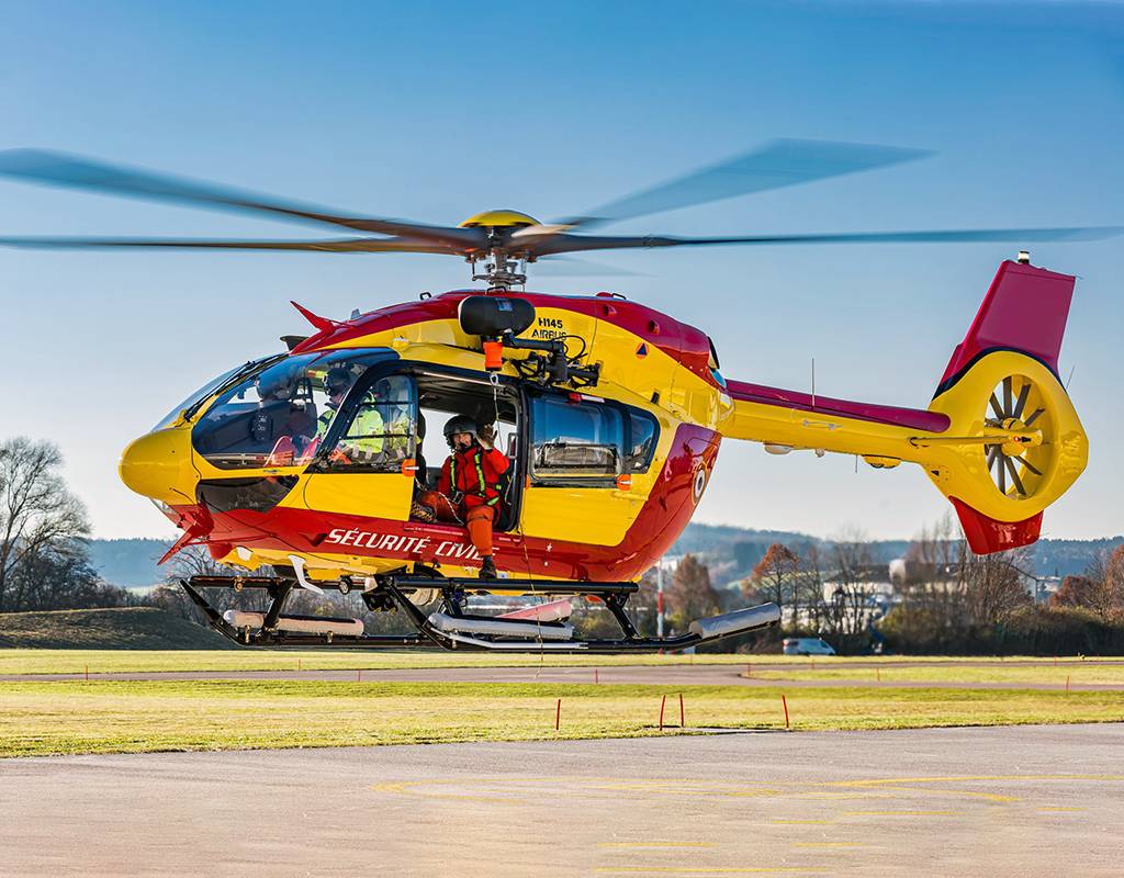 The helicopter division of the Sécurité Civile operates a fleet of 33 EC145 helicopters on call 24/7 throughout France for rescue missions. Christian Keller for Airbus Photo