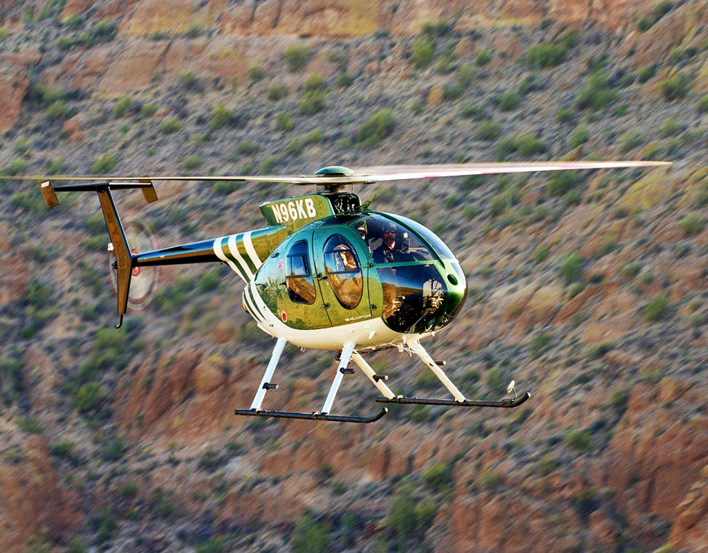High Line Helicopters takes delivery of their newly converted MD 530F. MDHI Photo