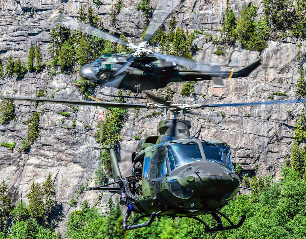 The Royal Canadian Air Force Bell CH-146 Griffons perform a training flight in Quebec. Mike Reyno Photo