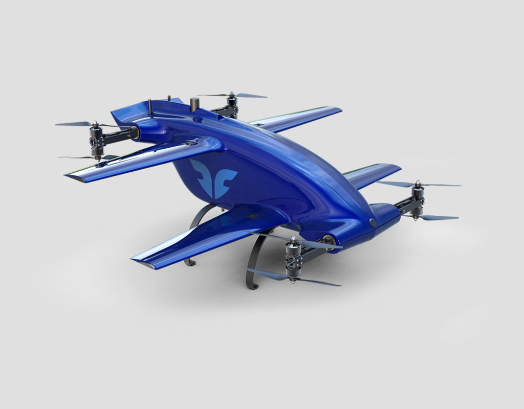Blueflite’s patent pending, all-electrical drone design has vertical take-off and landing capabilities, high maneuverability and is rugged, scalable and versatile. Blueflite Image