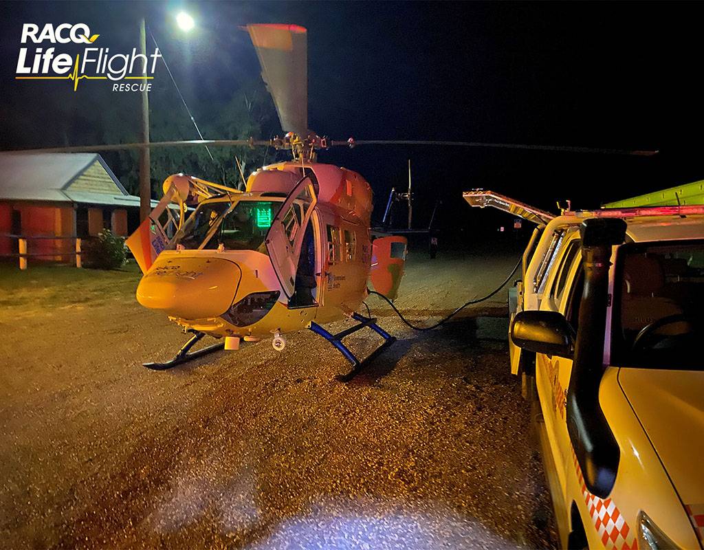 The RACQ LifeFlight Rescue helicopter crew at Mount Isa has shortened its mission response time through a new project with State Emergency Services and Mckinlay Shire Council. RACQ LIfeFlight Photo