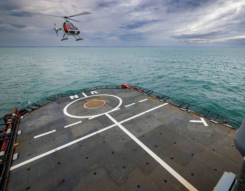 The test campaign was conducted off the coast of Brest, France, onboard a civilian vessel equipped with a helicopter landing deck. Airbus Helicopters Photo