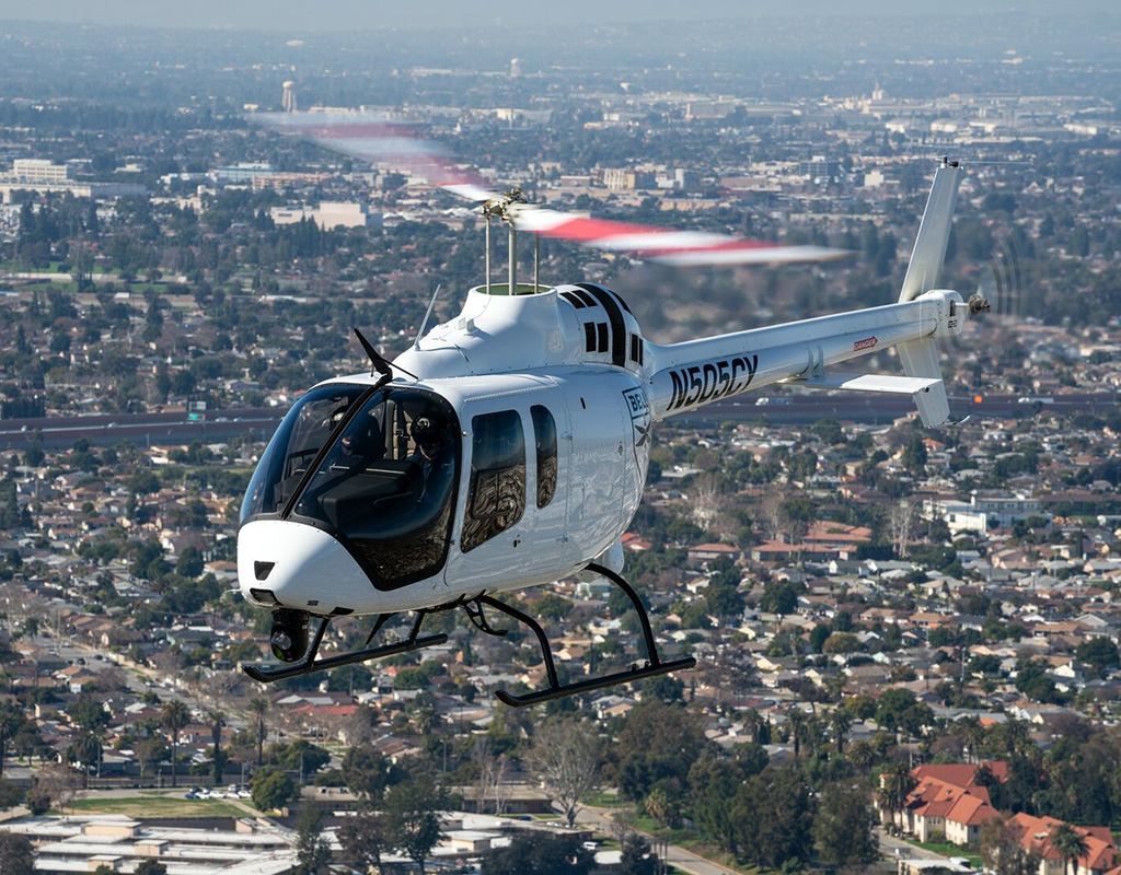The Bell 505 combines the latest avionics and engine control technology with a large open cabin that provides panoramic views for resource management. Bell Photo