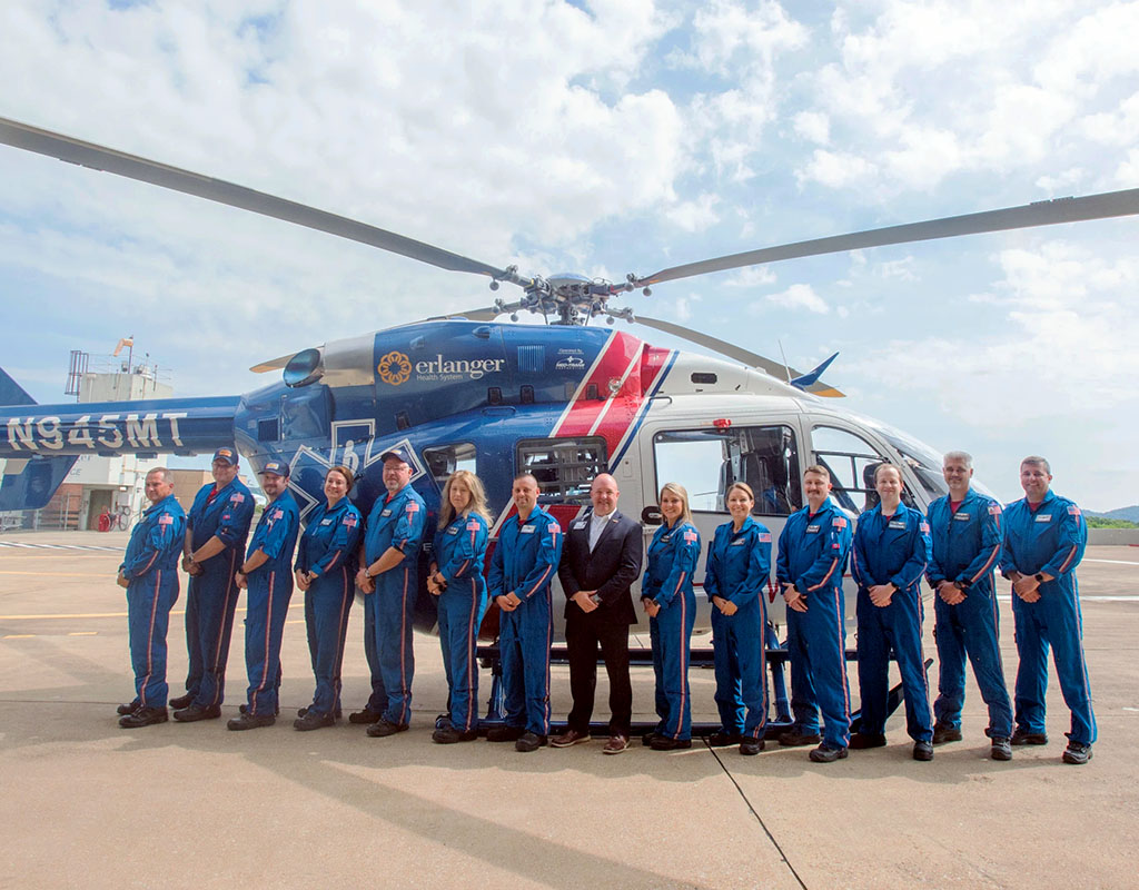 The new EC145e aircraft was manufactured by Airbus Helicopters and completed by Metro Aviation. Erlanger Health System Photo