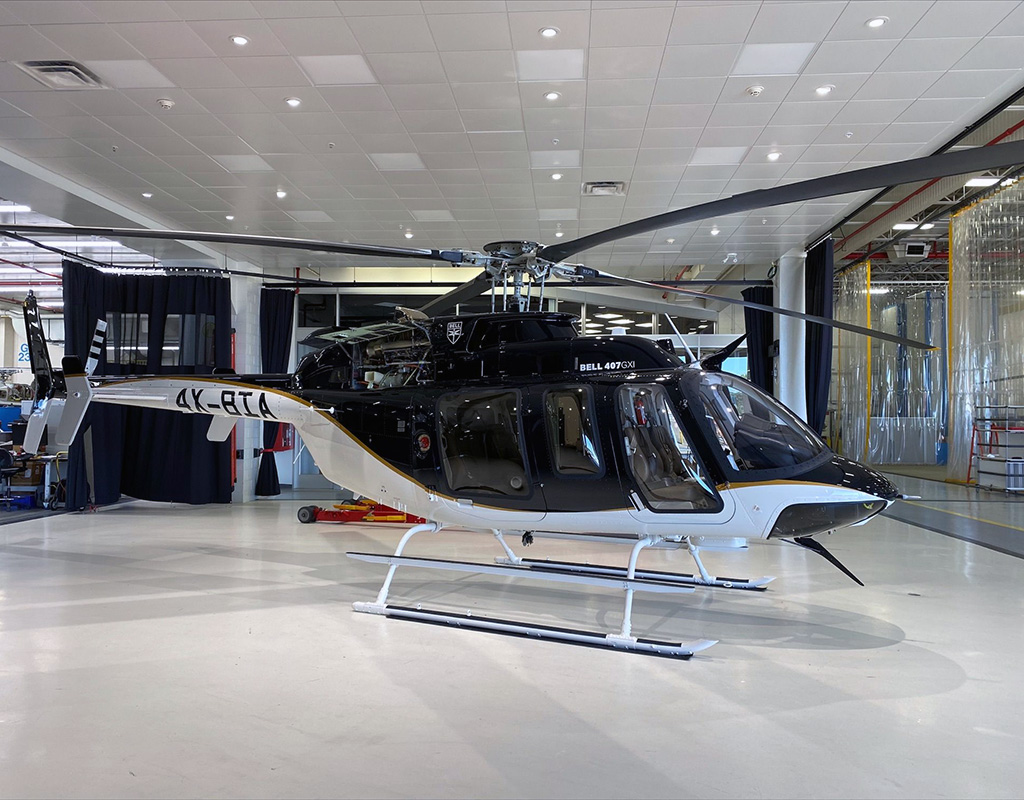 The Bell 407GXi is outfitted with the new Rolls-Royce M250-C47E/4 turbine engine equipped with two dual-channel FADEC turbine. Bell Photo