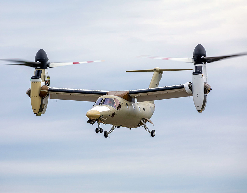 The Leonardo AW609 is expected to be the first aircraft to enter service under the FAA’s powered-lift regulatory framework now in development. Here, the first production AW609 takes to the air in October. Leonardo Photo
