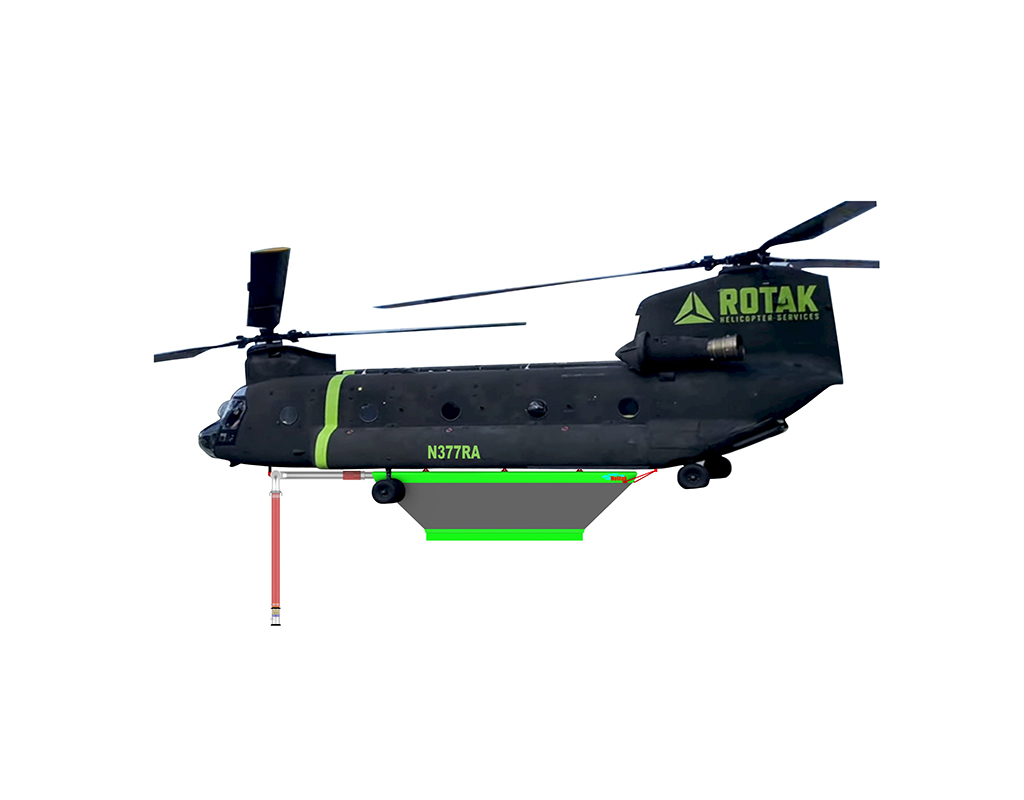 The new design will deliver the lightest empty weight of any Chinook aerial fire suppression tank. ROTAK/Helitak Image