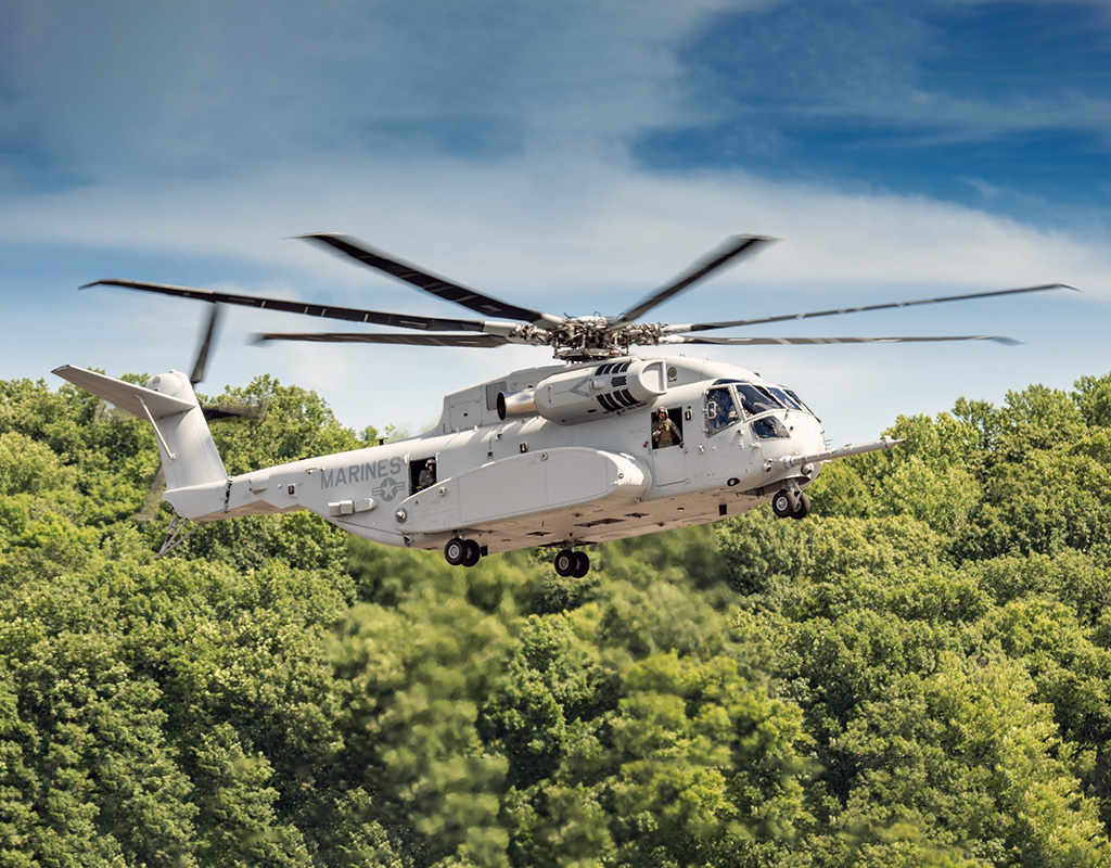 Lockheed Martin executives said there’s additional interest in the Sikorsky CH-53K King Stallion heavy-lift cargo helicopter, which will help ramp up Lockheed’s business and sales in 2024. Sikorsky Photo