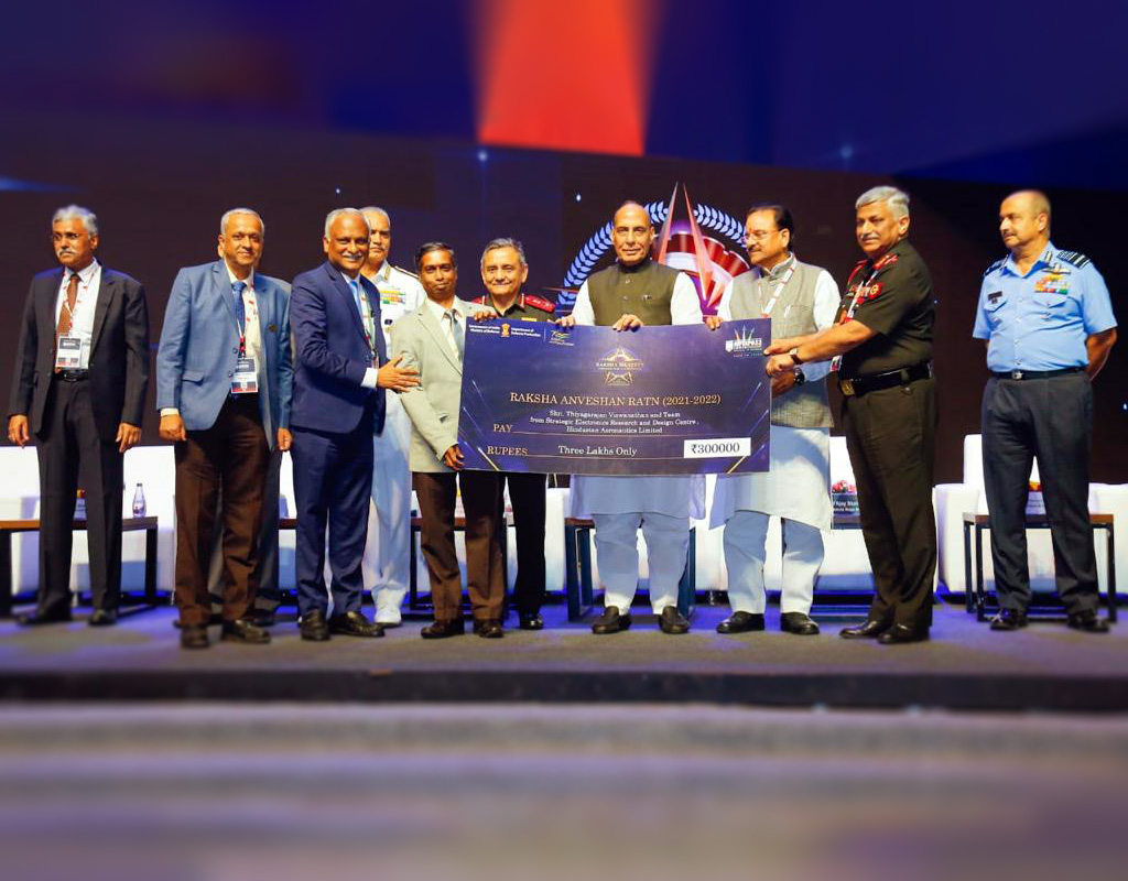 HAL received the “Raksha Anveshan Ratn” award for its development of an indigenous automatic flight control system for the light combat helicopter. HAL Photo
