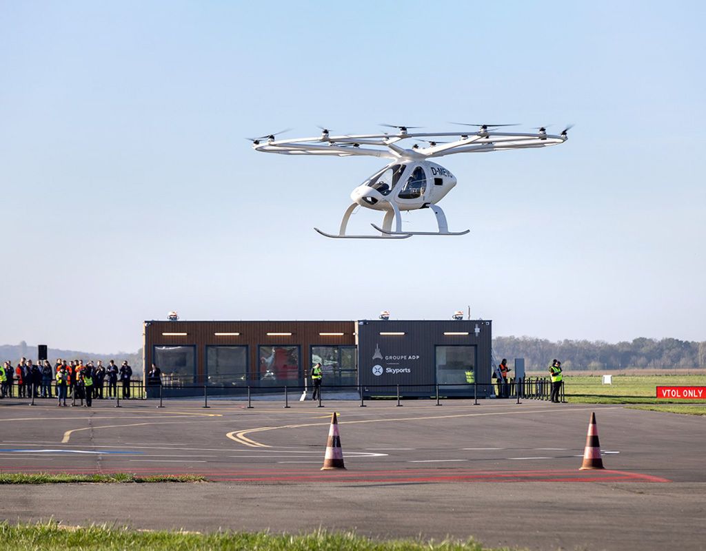 With the inauguration of Skyports’ vertiport in Paris, the city is progressing toward its planned eVTOL flights at the Olympic and Paralympic Games in 2024. Groupe ADP / Volocopter Image