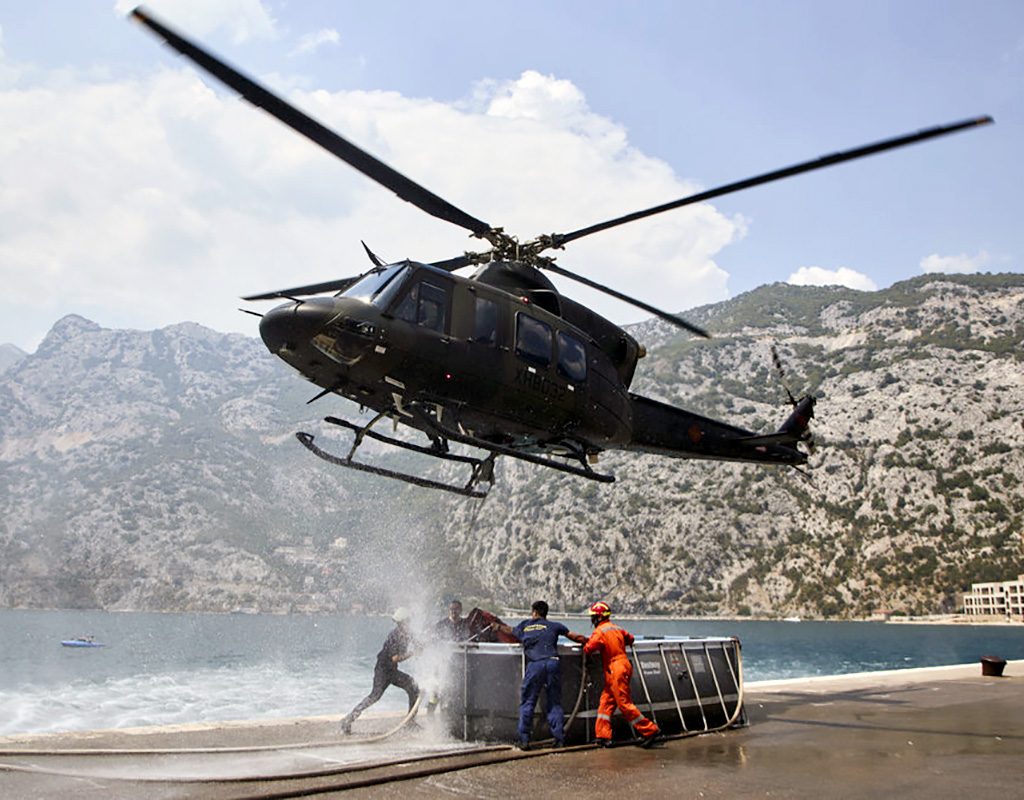 As the only active in-country operator with aerial firefighting capabilities, the Montenegro Air Force heavily depends on their three Bell 412 EPis. Bell Photo
