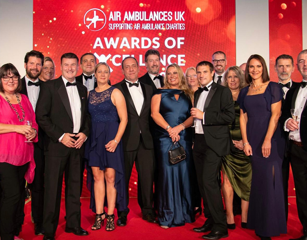 Members of Devon Air Ambulance team celebrate receiving four awards. DAA Photo