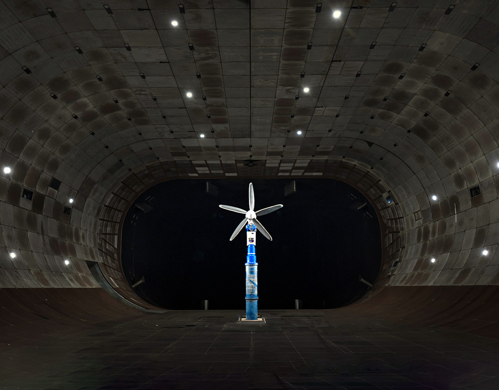 A Joby propeller installed at the National Full-Scale Aerodynamic Complex (NFAC), the world’s largest wind tunnel facility, at NASA’s Ames Research Center. Joby Aviation Image
