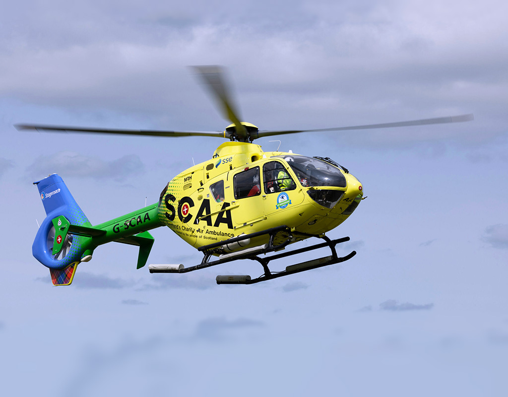 Scotland’s Charity Air Ambulance completed 963 flights over the last year. Graeme Hart Photo