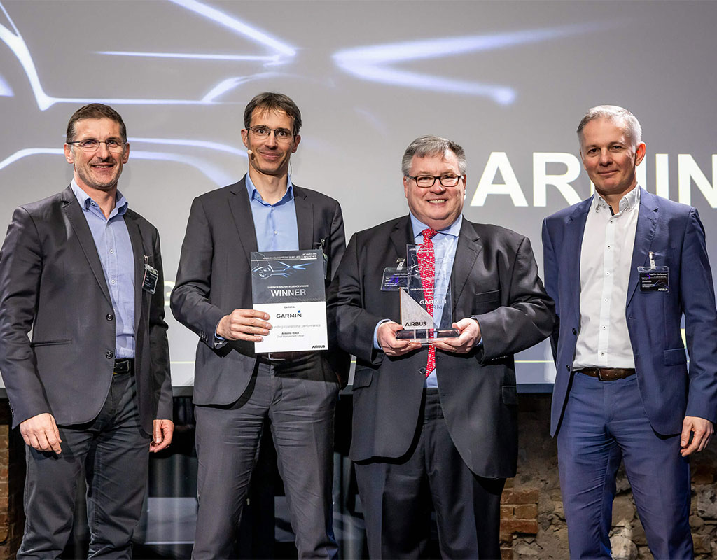 Airbus Helicopters honored Garmin with the 2022 Operational Excellence award. Garmin Photo
