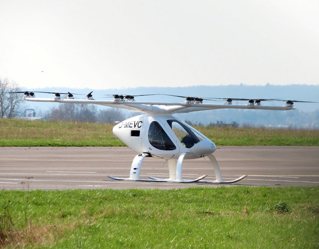 Volocopter conducting a series of acoustic and vibration data collection flights at the Pontoise-Cormeilles Airport using its 2X technology demonstrator. Alex Scerri Image