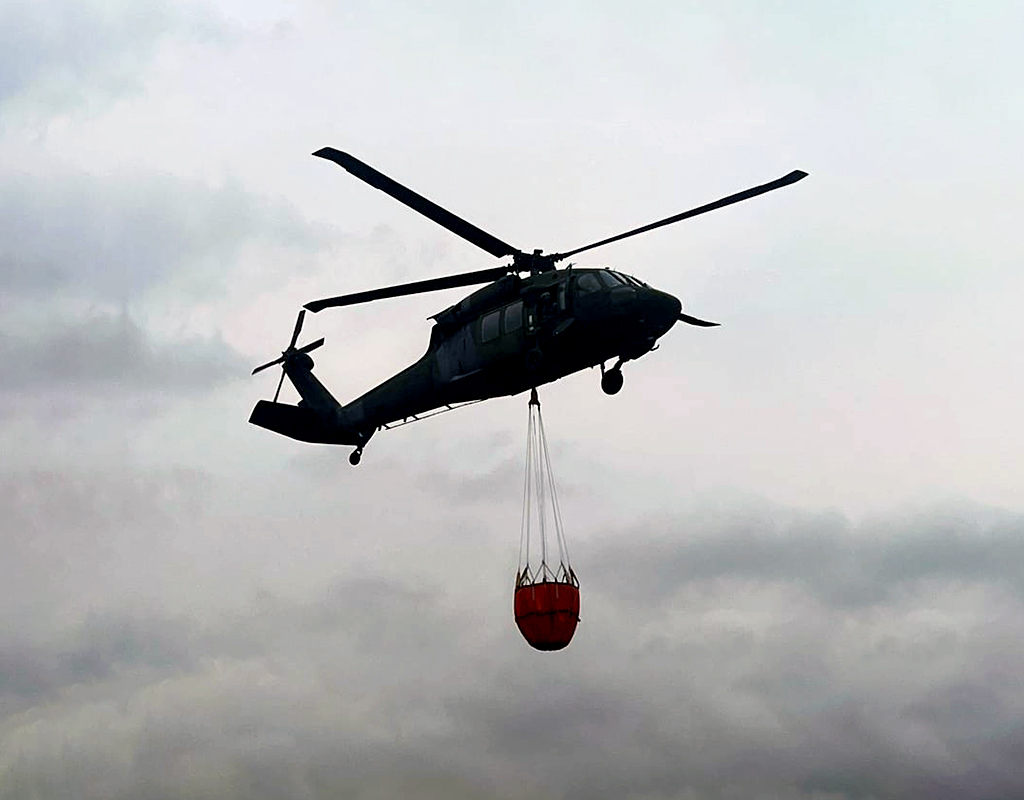 The South Carolina National Guard helped its State Partnership Program partner, Colombia, respond to dozens of fires in the Bogota area in January 2024 by providing helicopter buckets used to drop water or retardant. National Guard Photo
