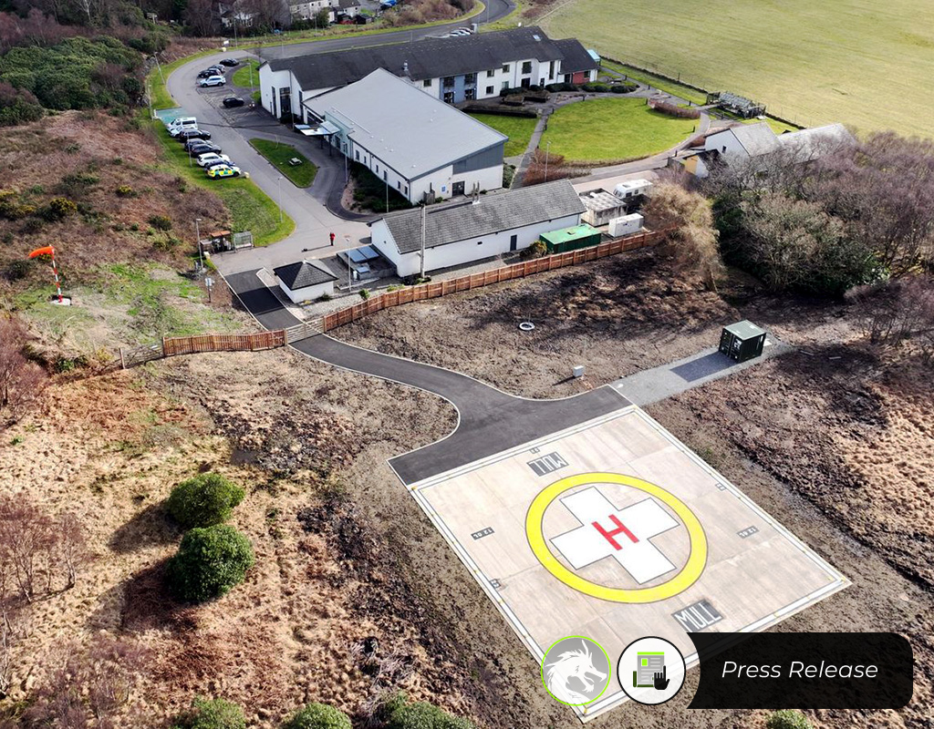 The state-of-the-art helipad ensures Scottish Air Ambulance and larger HM Coastguard helicopters can land beside Mull and Iona Community Hospital any time of the day or night. HELP Appeal Photo