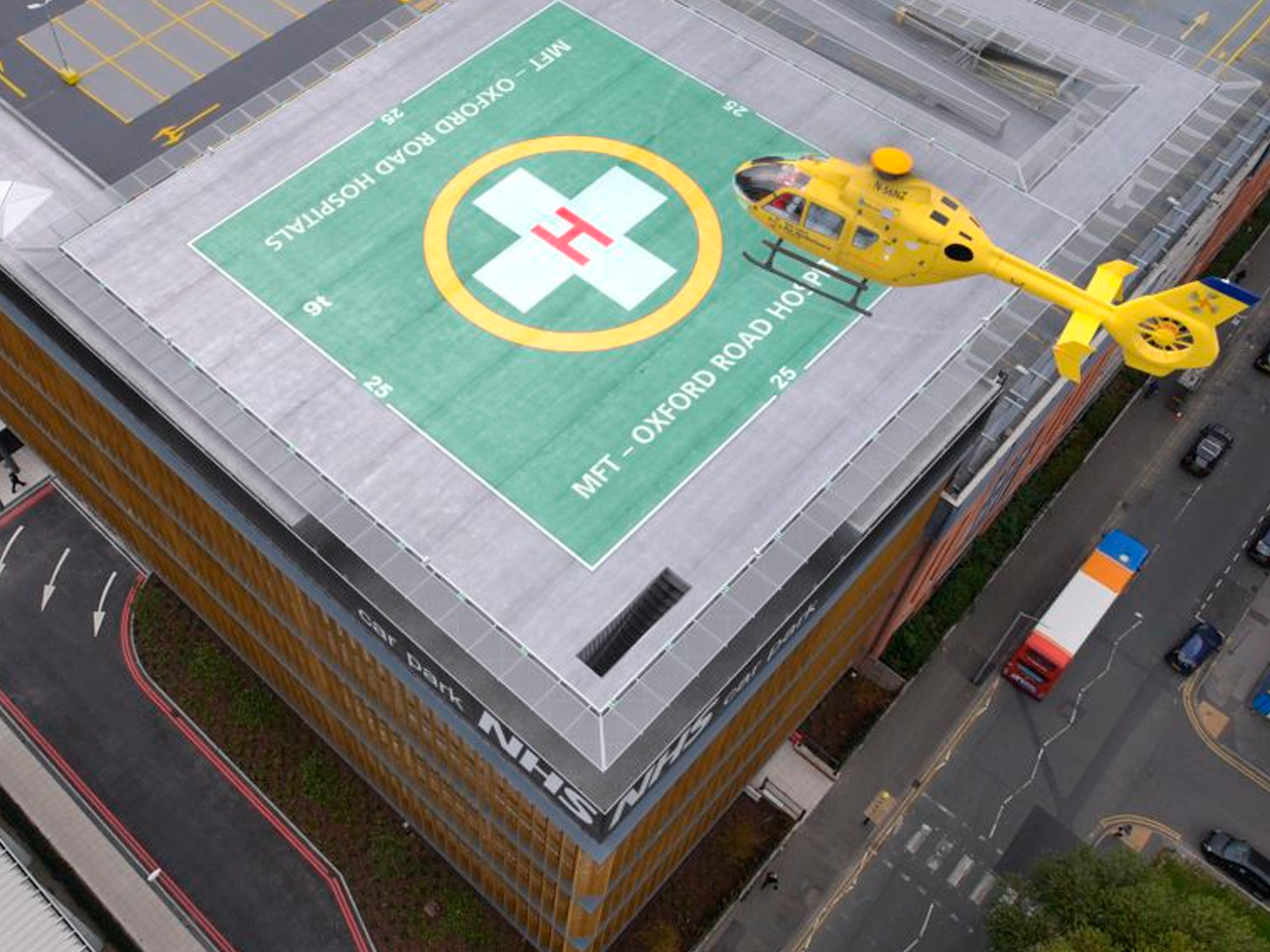 Artist impressions of the new helipad in Manchester. HELP Appeal Image