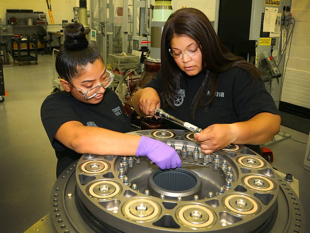 Over eight weeks, Vanessa Maldonado worked alongside mentor Mia Bridgeforth and other technical experts to earn pre-apprenticeship hours toward Aircraft Manufacturing certification as part of the Teamsters/Sikorsky Career Pathways program. Lockheed Martin has committed to creating 8,000 new apprenticeship and workforce positions through 2023. Lockheed Martin Photo