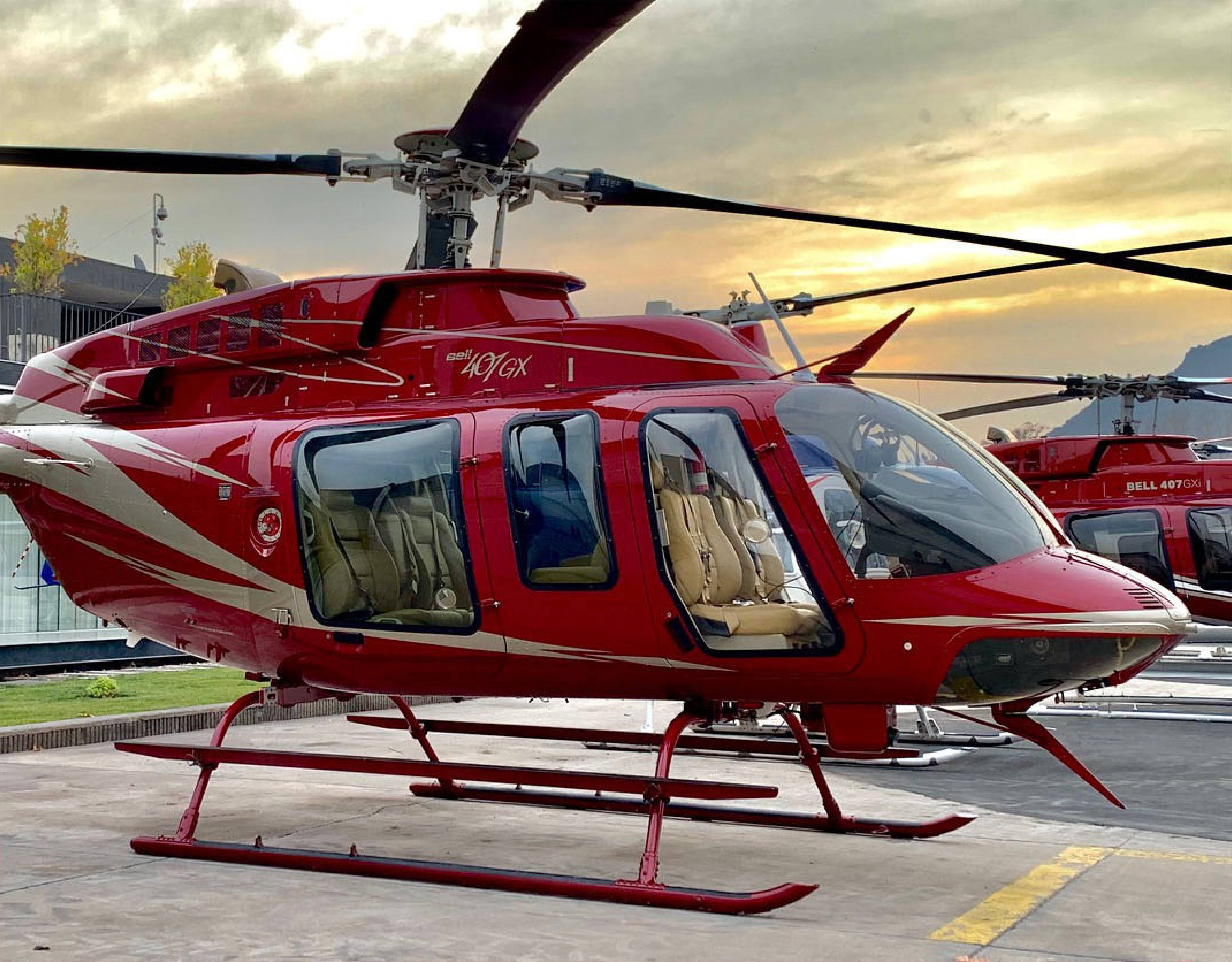 The Bell 407 with Max-Viz 1400 allows pilots to see more precisely in adverse weather conditions. Astronics Photo