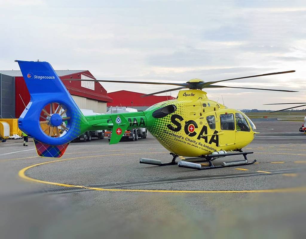 SCAA has doubled its capability, with a second helicopter service (callsign Helimed 79) launched from an additional base at Aberdeen International Airport. SCAA Photo