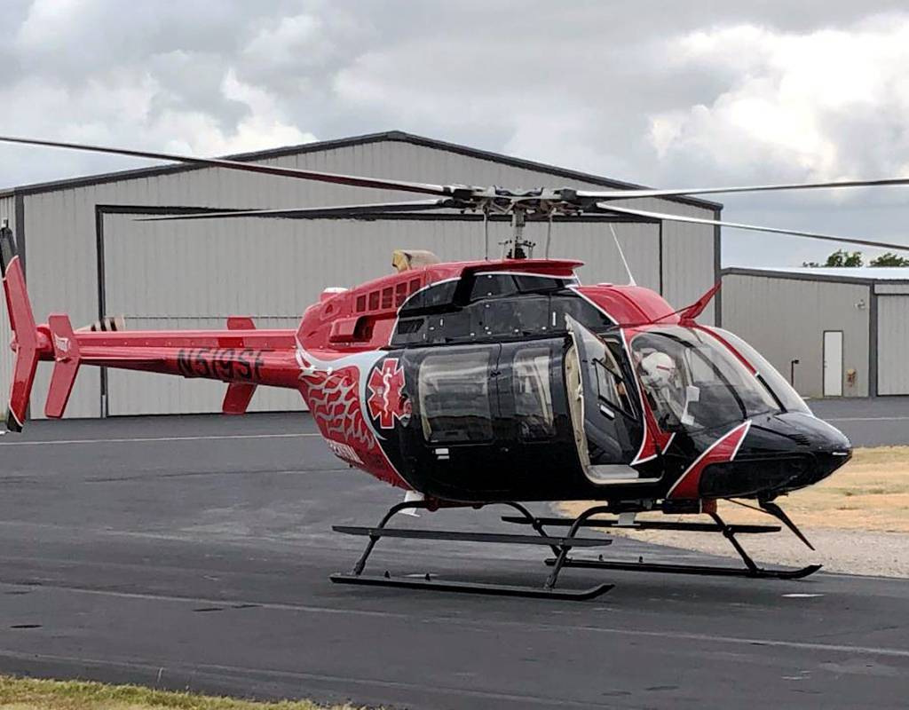 The seventh Bell 407 airframe for Survival Flight was recently completed by AeroBrigham. AeroBrigham Photo