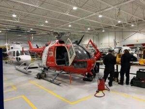 The Bo.105 helicopter will be used by Canadore College for hands-on training for mechanical and engineering programs. Canadore College Photo